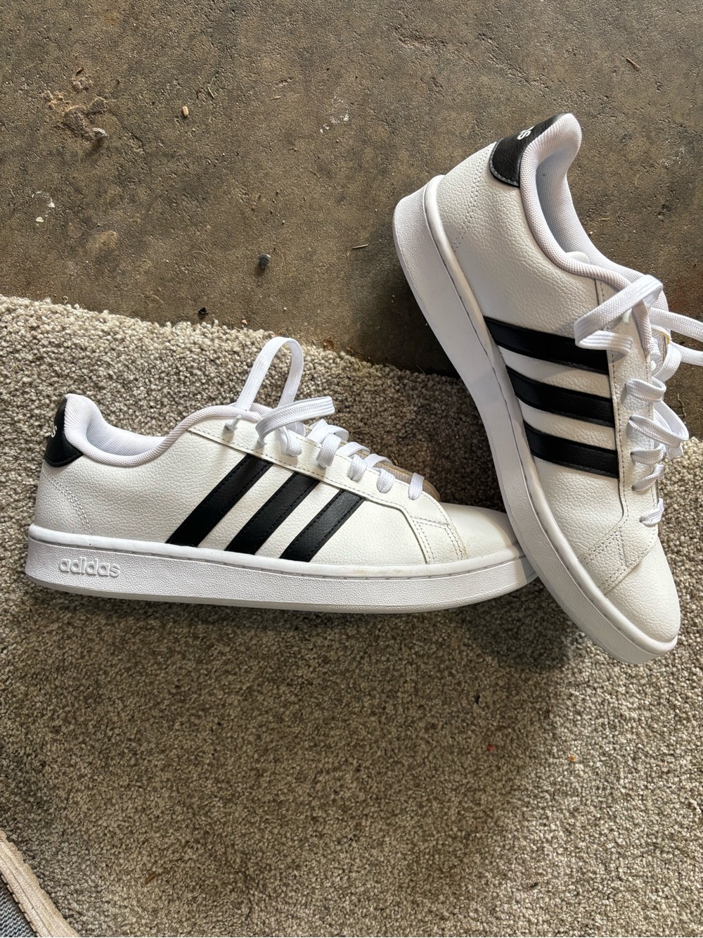adidas Men’s White Sneakers with Black Three Stripes